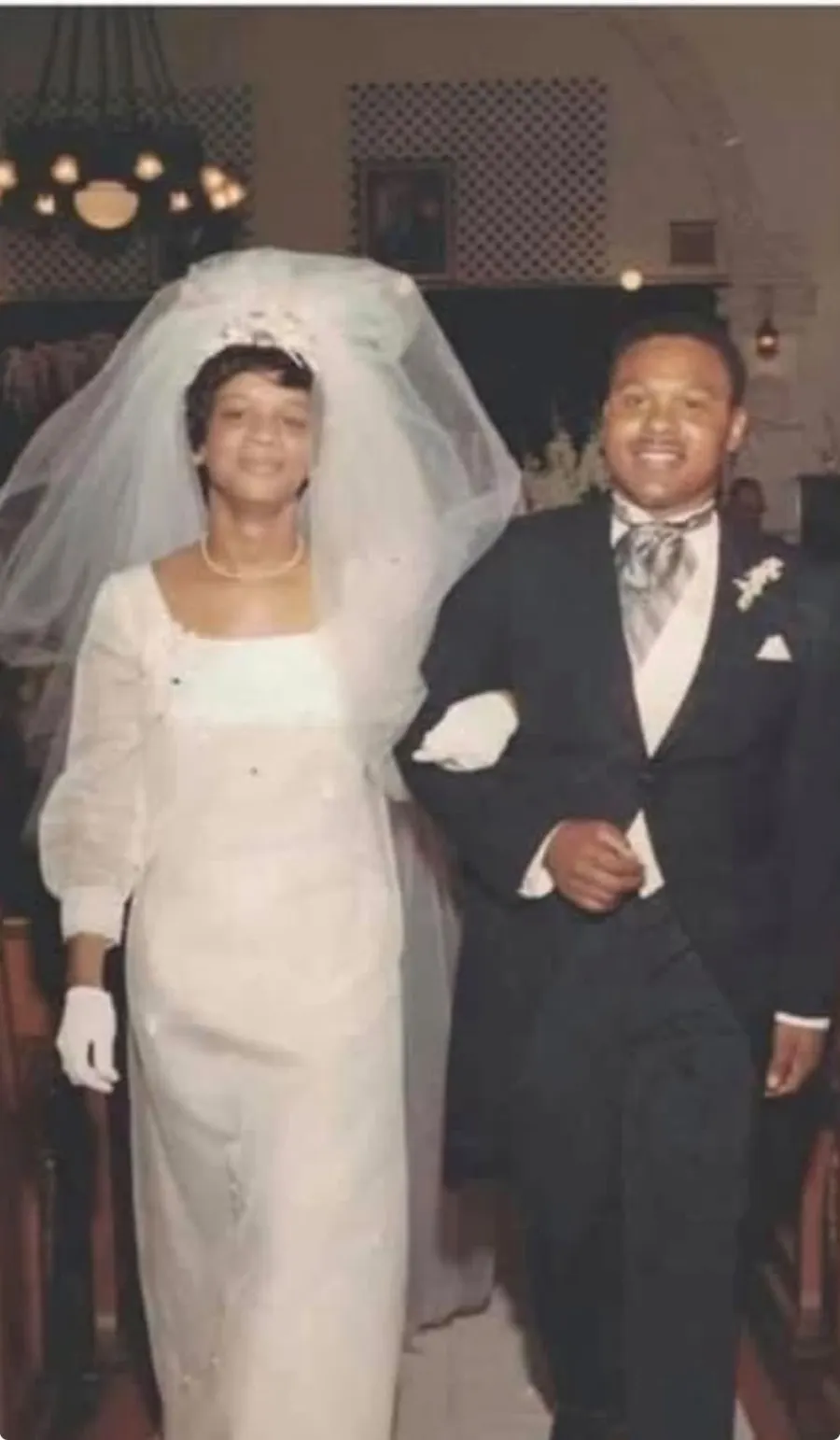 Original faded and stained vintage wedding photo
